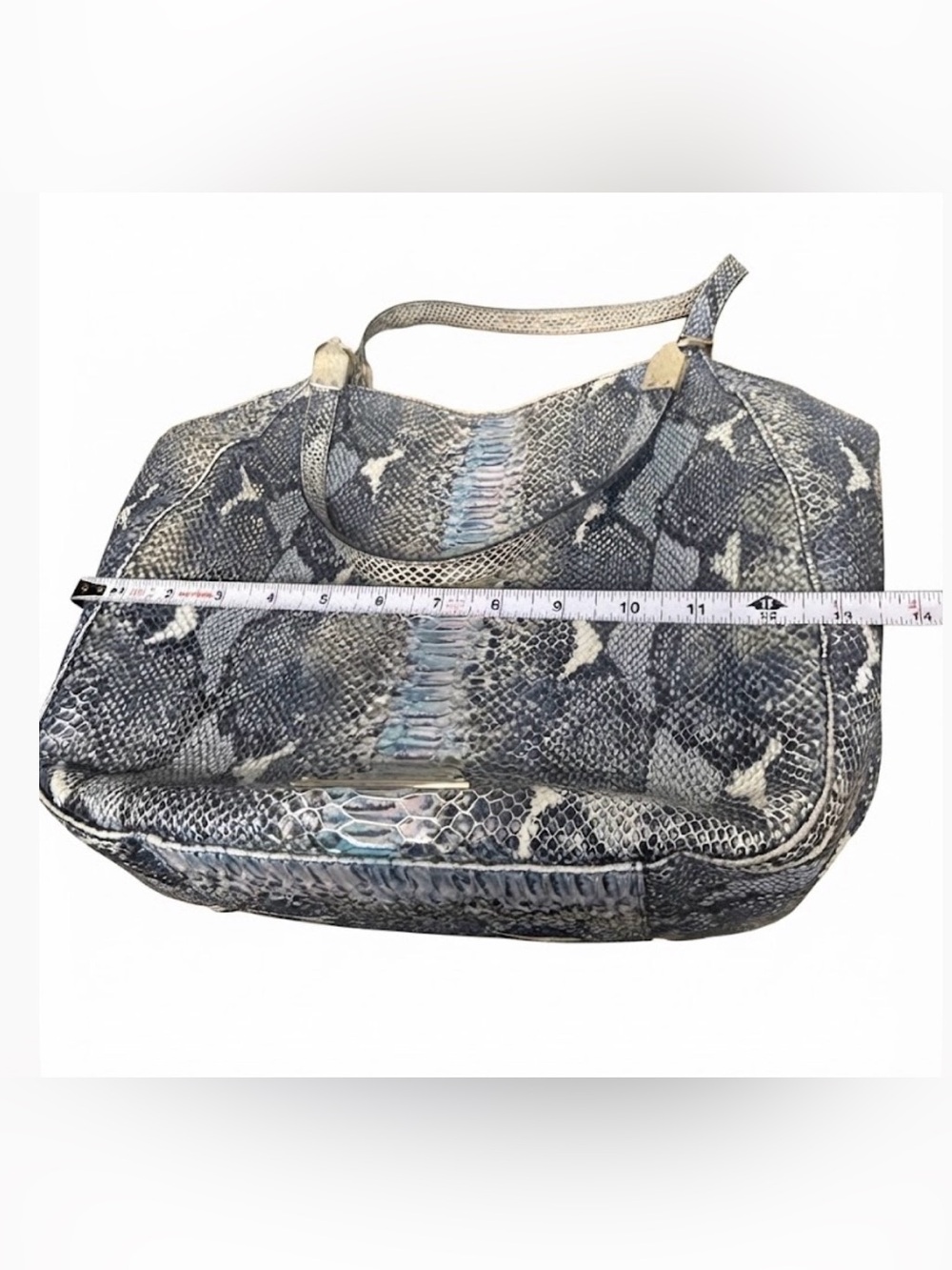 Brahmin Blue Snake-Print Hobo Shoulder Bag - Picture 6 of 9